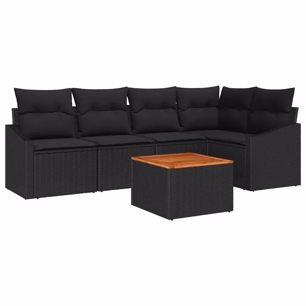 Set Divano da Giardino a L vidaXL in Polyrattan Nero con Cuscini e Tavolino da 6 Pezzi – 2