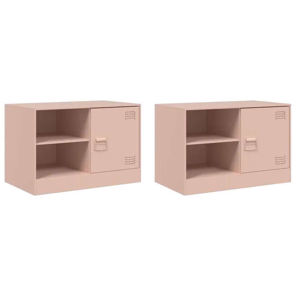 Set di 2 mobili TV vidaXL in metallo rosa per soggiorno moderno L: 67 cm, P: 39 cm, H: 44 cm – 2