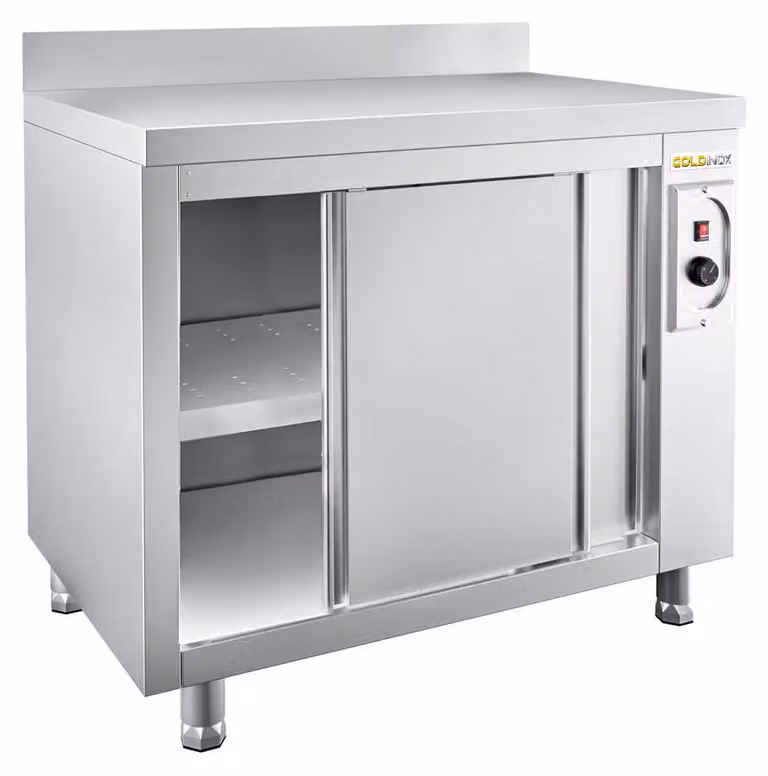 Mobile riscaldato in acciaio inossidabile, modello PREMIUM - GOLDINOX, dimensioni 1200x600 mm