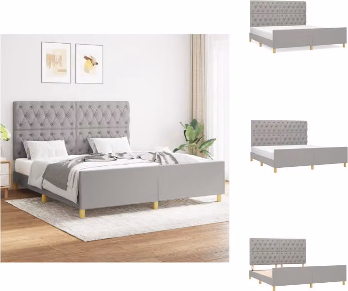 vidaXL Struttura letto con testiera in tessuto grigio chiaro 160x200 cm - Letti e strutture letto