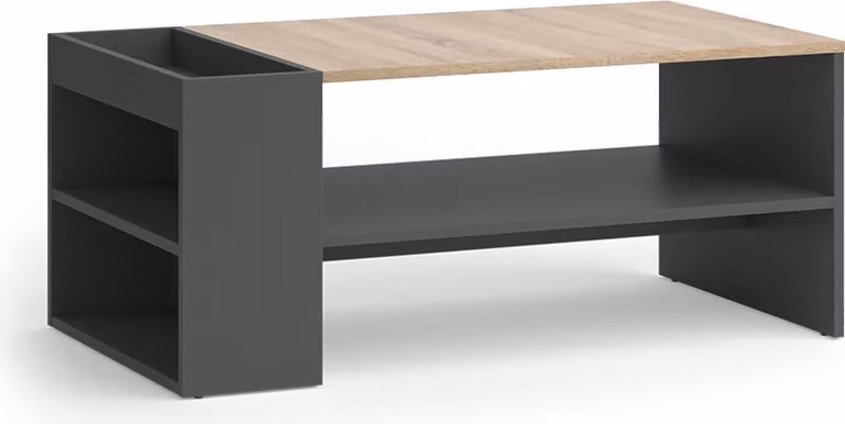 Tavolino da salotto Vicco Wido Antracite/Sonoma 100 x 55 cm con ripiani, Model 56262