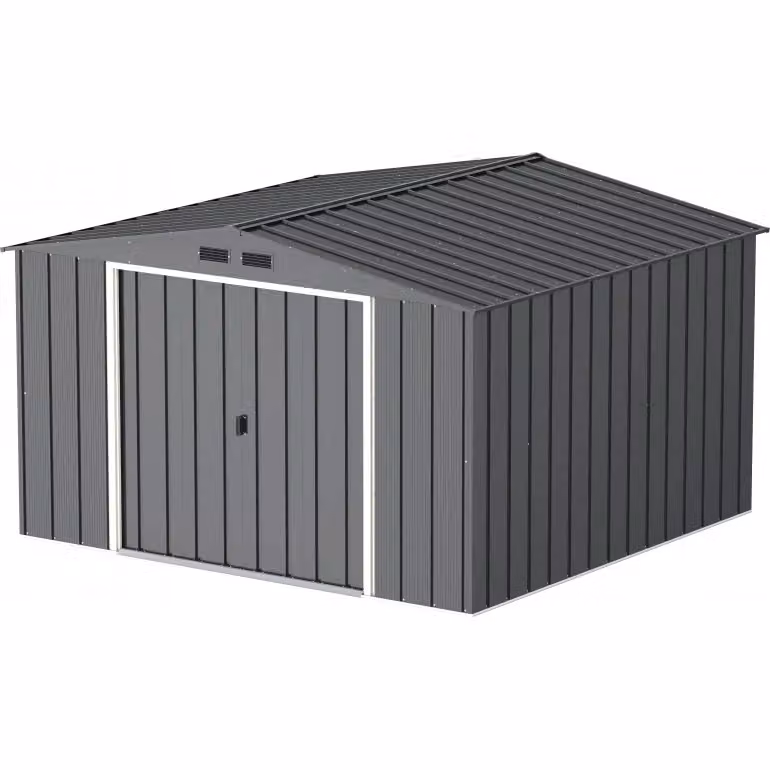 Ezooza Casa in metallo grigio con sistema di ventilazione e finestre, L: 322,1 cm, P: 322,1 cm, H: 196,1 cm – 2