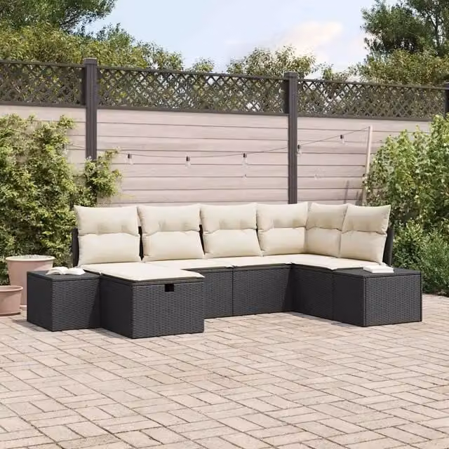 Set Divano da Giardino 6 pz Nero polyrattan 3359376