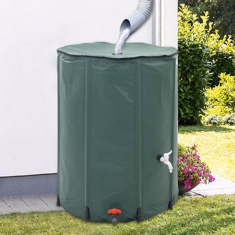 vidaXL Serbatoio per acqua piovana pieghevole verde con filtro da 250 l