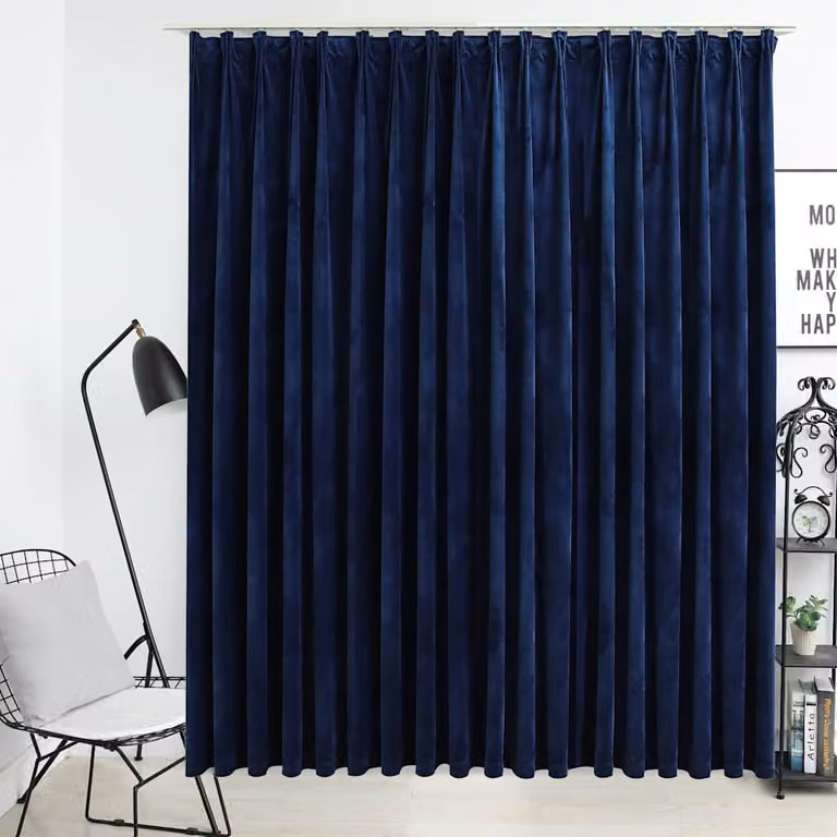 Tenda Oscurante vidaXL in Velluto Blu con Ganci, L: 290 cm, H: 245 cm