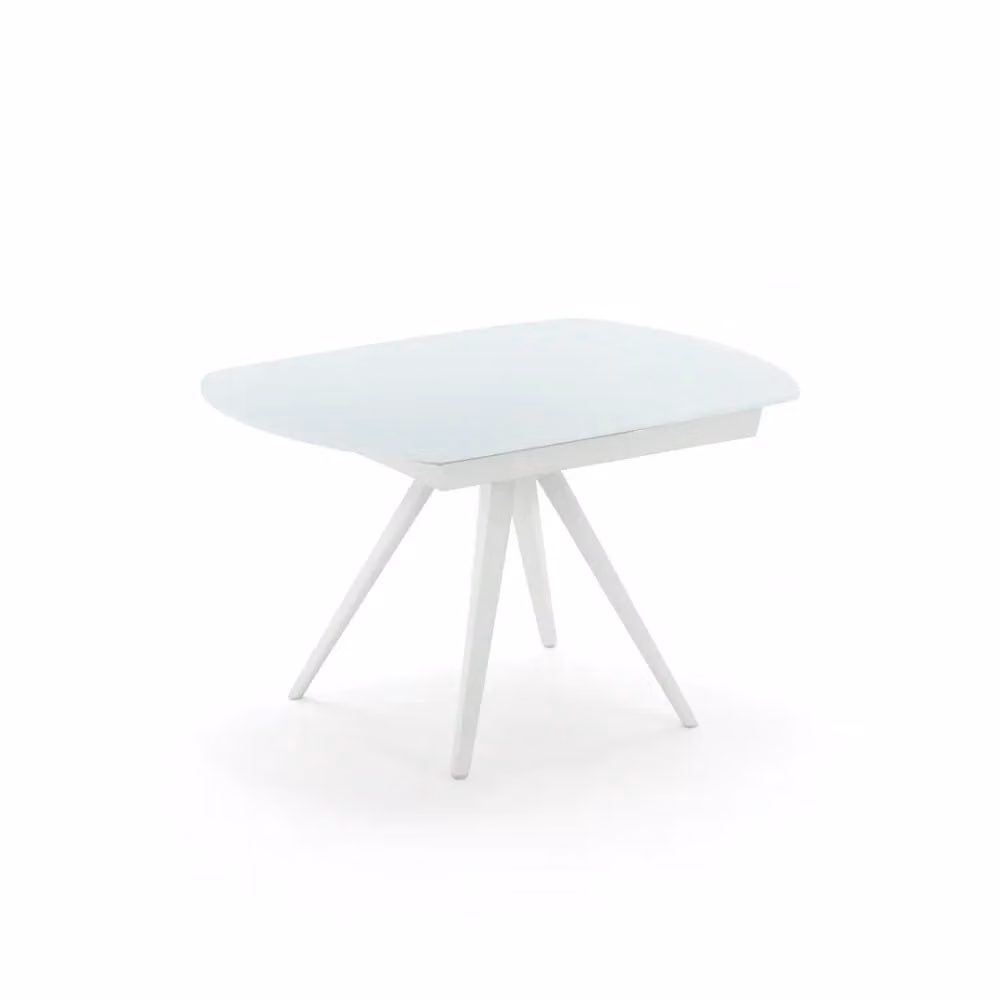 Tavolo da pranzo allungabile Float Duzzle in vetro temperato bianco lucido L/P/H: 120-180 x 90 x 76 cm – 2