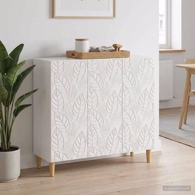 Credenza vidaXL Bianco Lucido in Legno MDF L: 89 cm, P: 34,5 cm, H: 80 cm