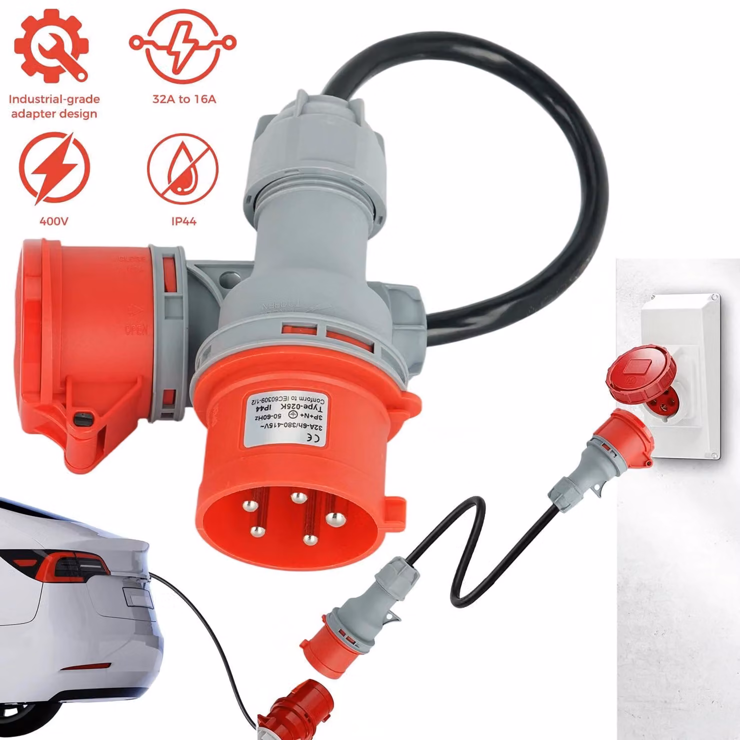Connettori industriali con cappuccio protettivo - Grado di protezione IP44 - Impermeabili - Robusti - Realizzati in plastica - Adatti per apparecchiature ad alta corrente