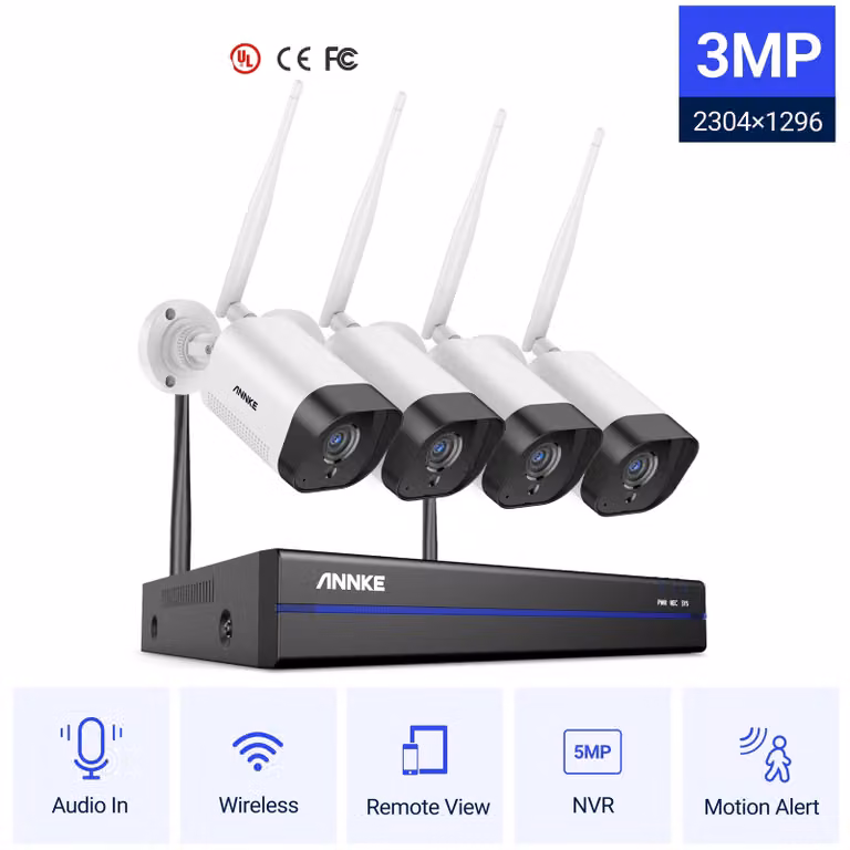 Sistema di videosorveglianza wireless – Kit telecamera Wi-Fi – Registratore NVR da 5MP – Rilevamento del movimento con intelligenza artificiale
