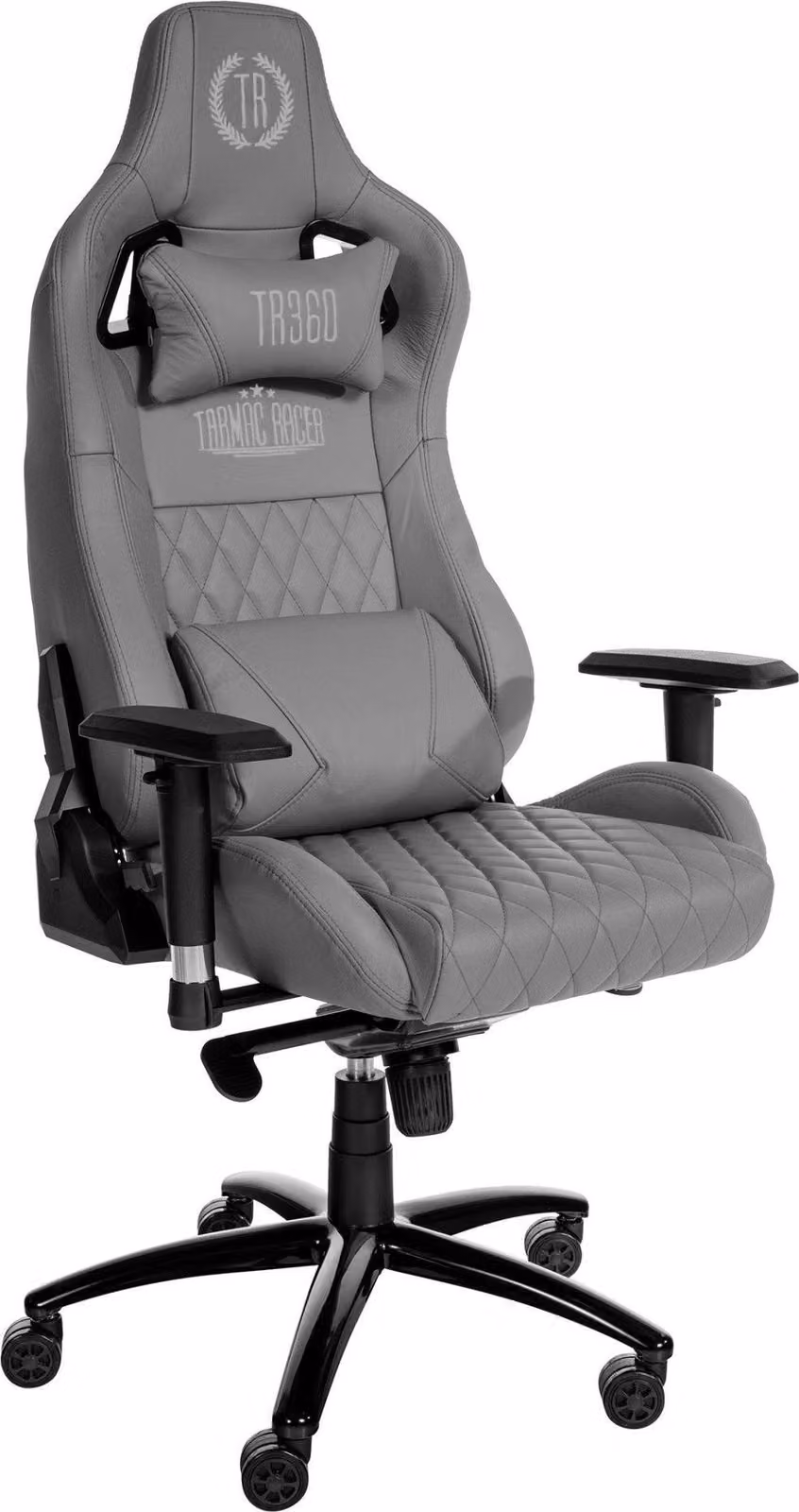 Esclusiva sedia da ufficio in pelle - Ergonomica - Funzione tromba - Struttura in metallo | Colore: Grigio