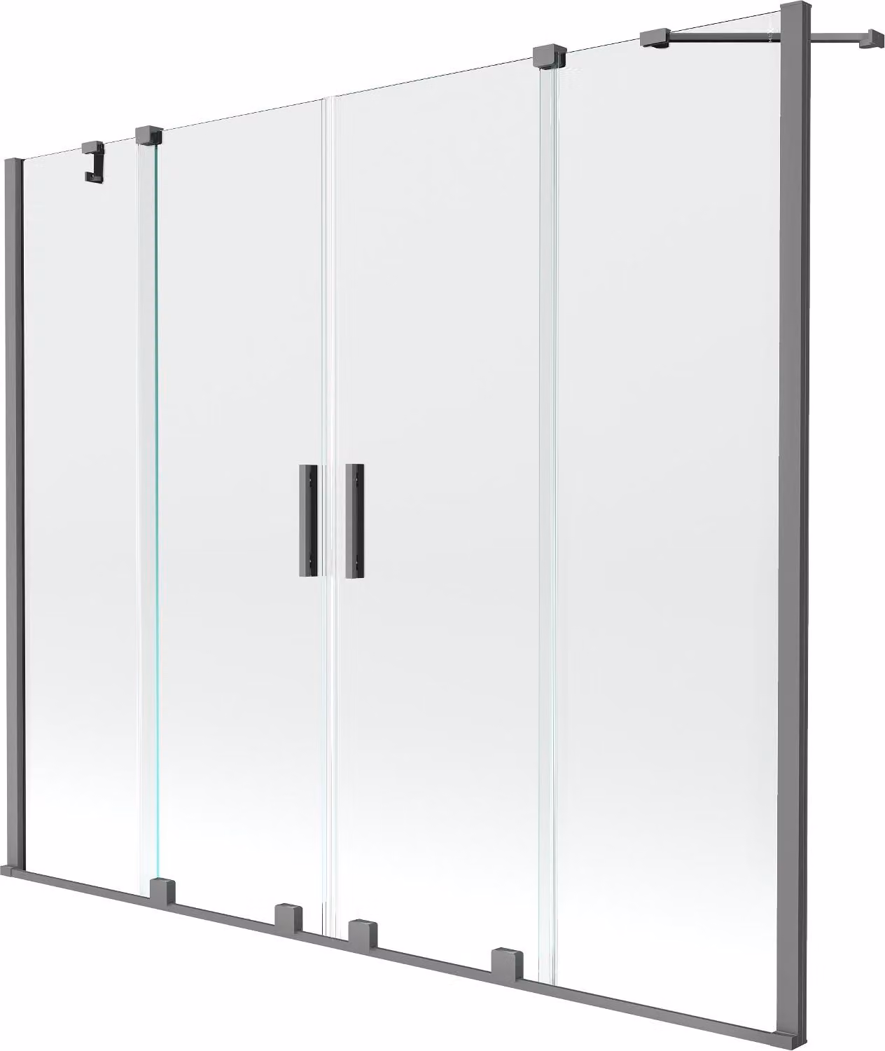 Mexen Velar Duo paravento per vasca da bagno scorrevole con 2 ante 170 x 150 cm, trasparente, gun metal - 896-170-000-02-95