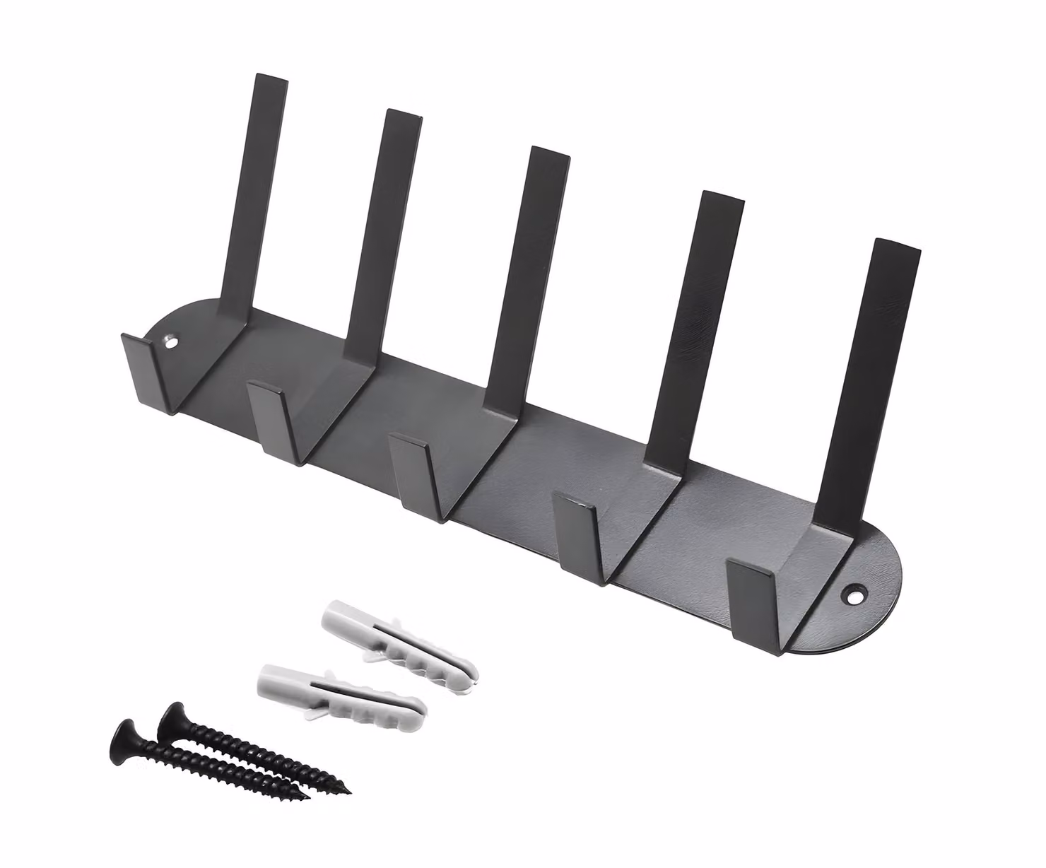Robusto attaccapanni nero (metallo, 5 ganci, larghezza 30 cm)