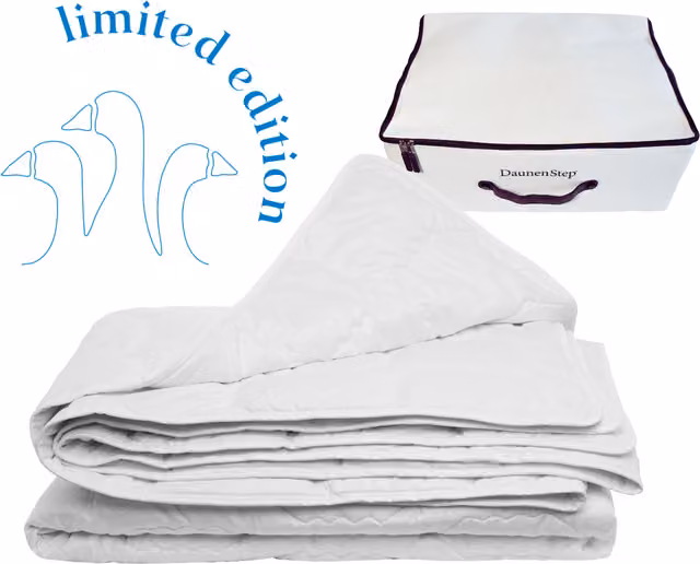 Piumino estivo DaunenStep CottonStep in fibra naturale di cotone bianco con box portaoggetti, termoregolatore e anallergico