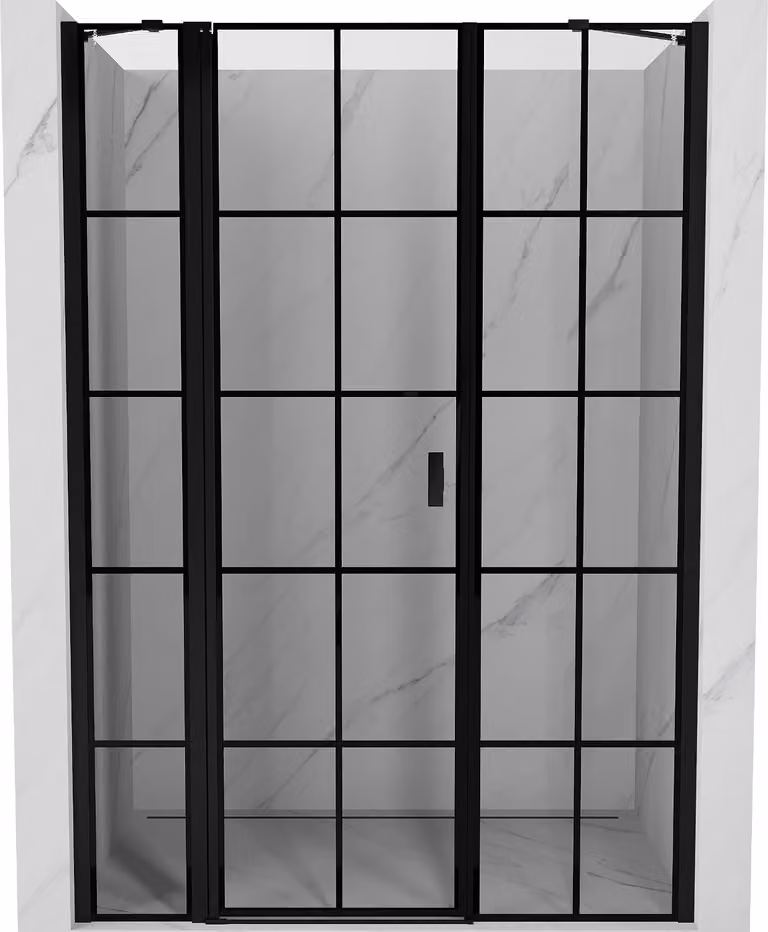 Mexen Mist porta doccia a battente sinistra 155 cm, griglia nera, nero - 8A4-155-001-70-77-L