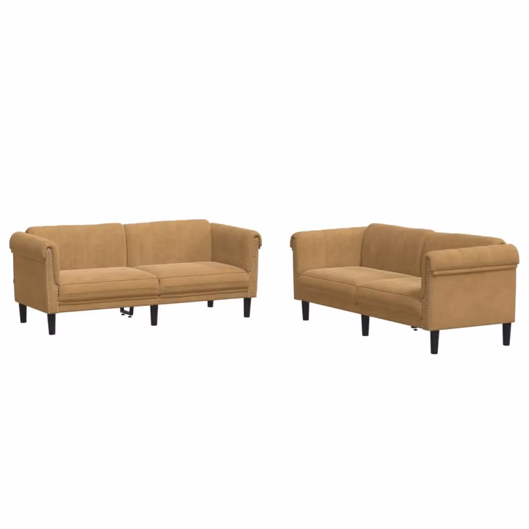 Set di Divani 2 pz Marrone in Velluto