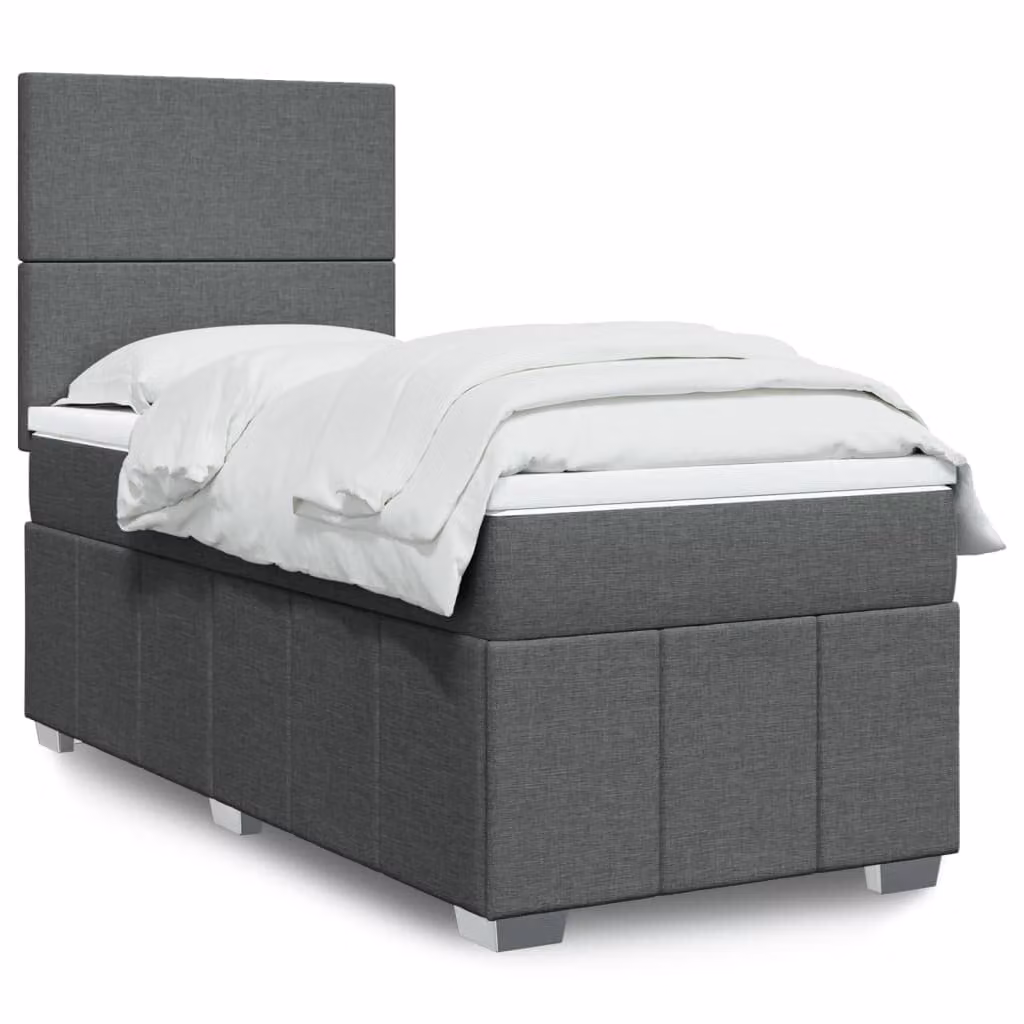 vidaXL Giroletto a Molle con Materasso Ibrido in Tessuto Grigio e Bianco L/P/H: 200 x 80 x 150,5 cm