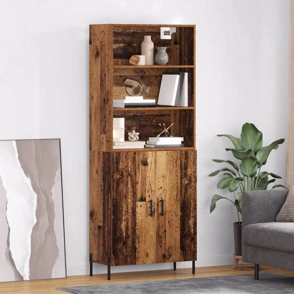 Credenza moderna vidaXL in legno e metallo marrone con ante a battente e ripiani interni L: 69,5 cm, P: 32,5 cm, H: 180 cm