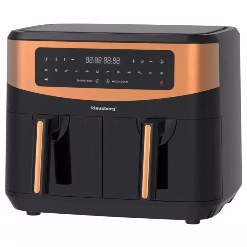 Friggitrice ad aria Klausberg KB-7589 Dual Zone, 2 x 4,5 l, colore nero con display digitale e timer – 2