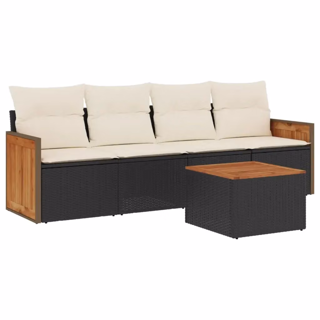 Set di divani da giardino VIDAXL in polyrattan nero con cuscini inclusi – 2