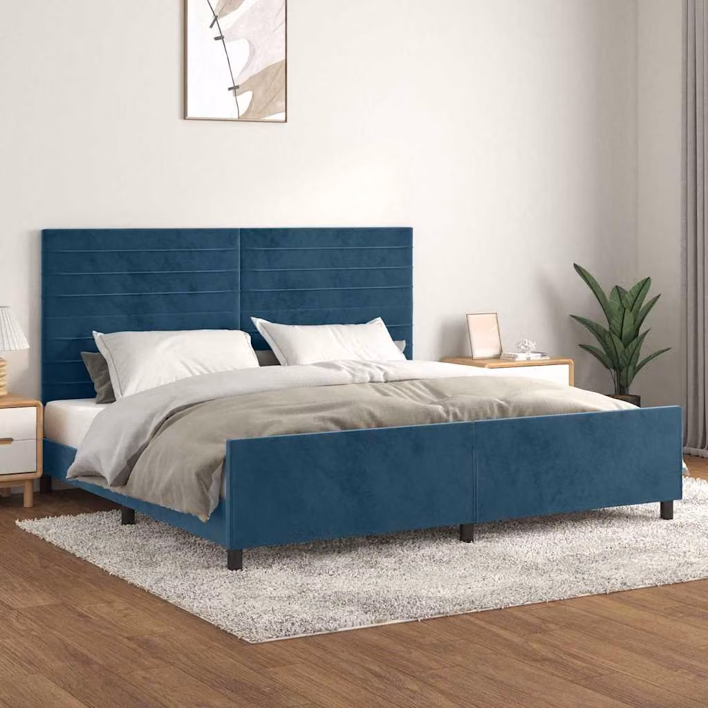 vidaXL Giroletto senza Materasso Blu Scuro 200x200 cm in Velluto