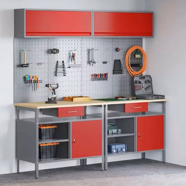 Set banco da lavoro 8 pz Rosso e Grigio 3321499