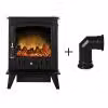 Adam Aviemore camino elettrico nero con canna fumaria inclinata, effetto fiamma LED, 58 × 44 × 28 cm, 0,9/1,8 kW, cavo 1,8 m