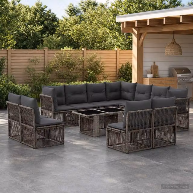 Set Divano da Giardino 12 pz Grigio polyrattan 3436487