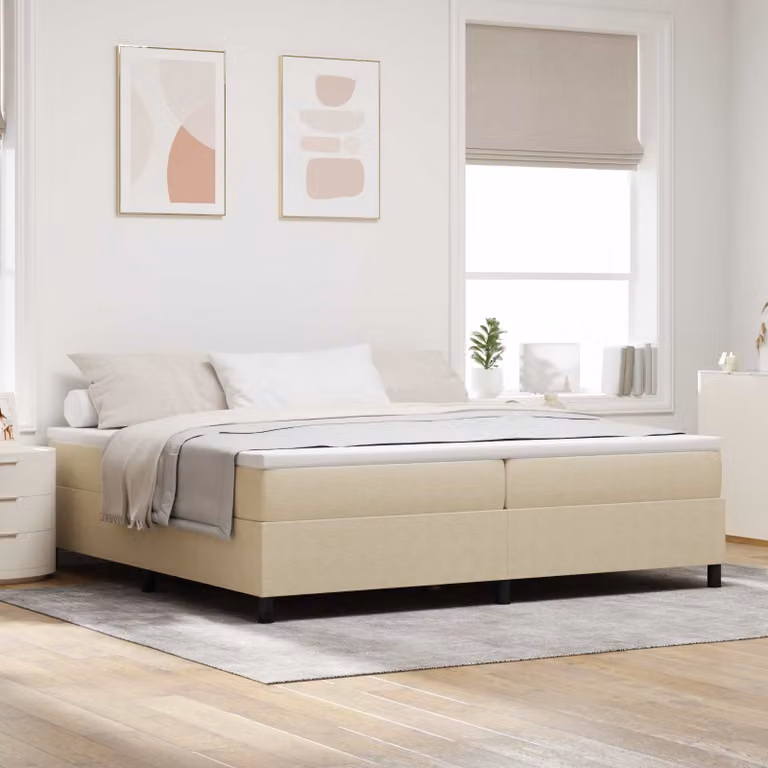 vidaXL Struttura letto piattaforma moderna in legno e tessuto, Grigio Verde Beige, 200 x 200 cm