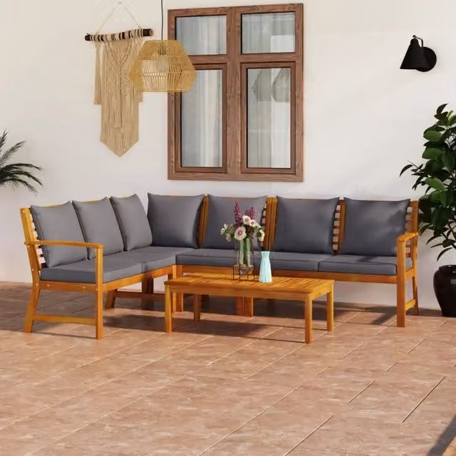 Set Divani da Giardino 5 pz con Cuscini in Massello di Acacia 3057780