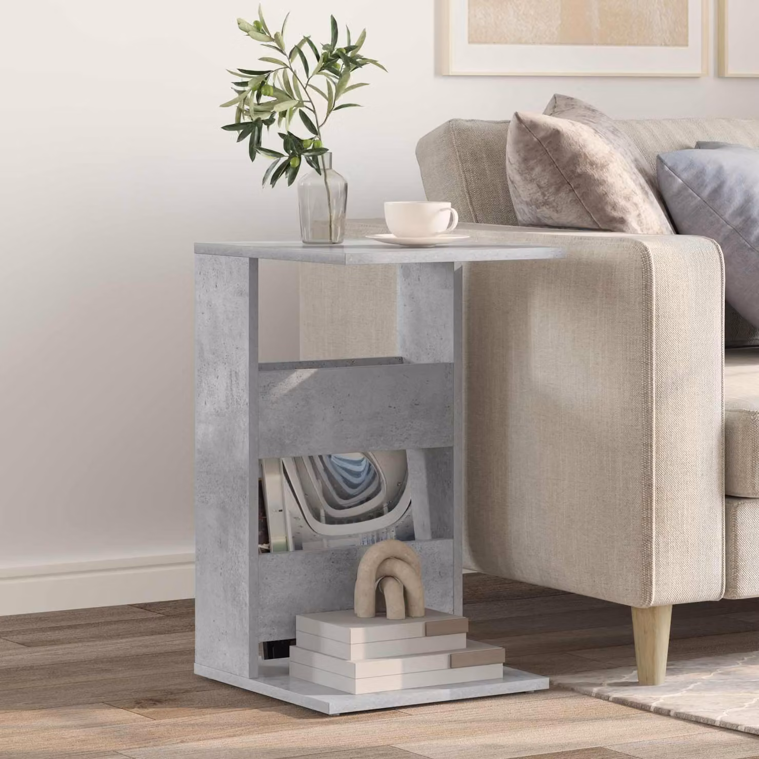 vidaXL Tavolo laterale moderno in grigio con finitura opaca L/P/H: 40 x 35 x 60,5 cm