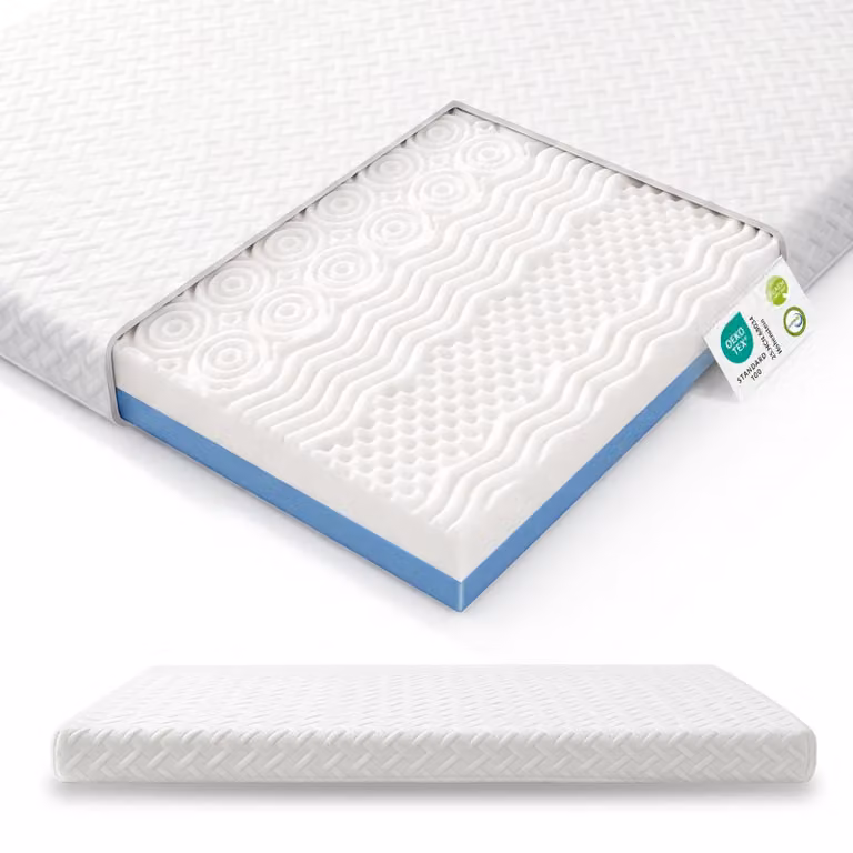 Topper per materasso in schiuma fredda e gel memory foam, alto 8 cm
