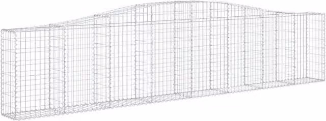 Gabbione recinto a gabbia muro di contenimento ad arco 400 x 30 x 80/100 cm ferro zincato argento 02_0040083