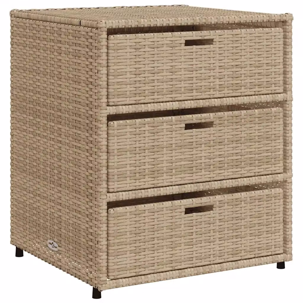 Armadietto portaoggetti da giardino beige vidaXL in rattan e metallo L/P/H: 55 x 59 x 69 cm – 2