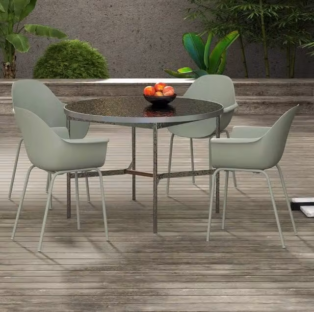 Set di 4 sedie da giardino in acciaio verde; 59 x 55 x 84 cm