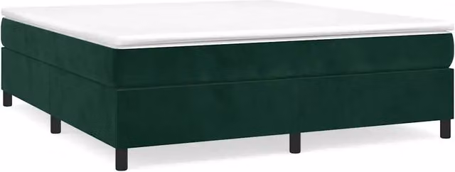 Letto matrimoniale Design In in velluto verde scuro con rete a molle e doghe in legno L: 200 cm x P: 200 cm – 1