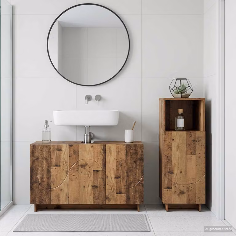 Set mobili da bagno moderni vidaXL in legno marrone, 2 pezzi
