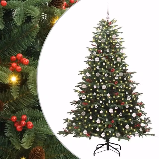 Albero di Natale Artificiale-Albero Natalizio con 300 LED Verde 240 cm 880764