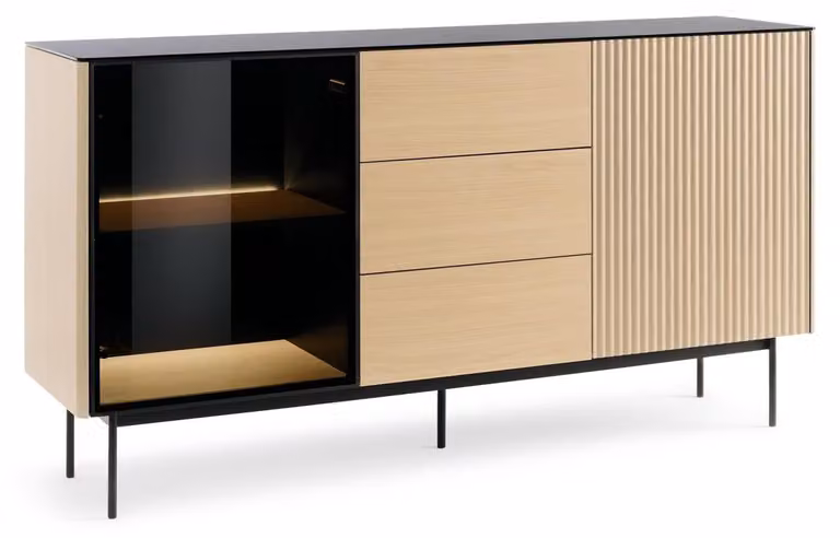 MOBILETTI Credenza laterale Orta Vicenza, beige e nero, 157 cm / Colore principale: beige / Dimensioni: 157 x 84 x 39 cm