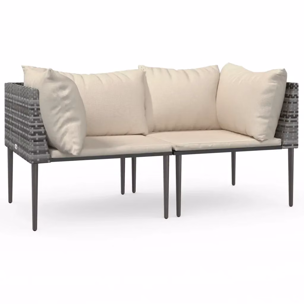 Divano angolare da giardino Outsunny in rattan grigio e beige con cuscini e struttura in metallo – 2