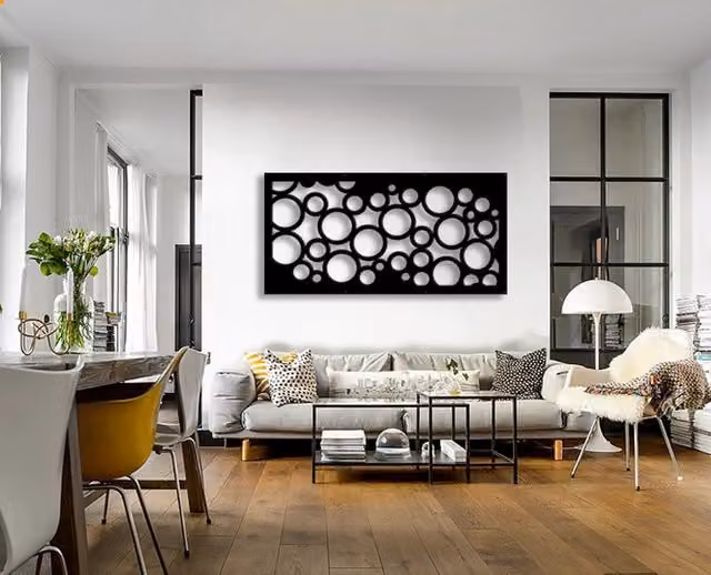 CIRCLE - Pannello in PVC traforato - Parasole Misura: 98x198 cm, Colore: nero