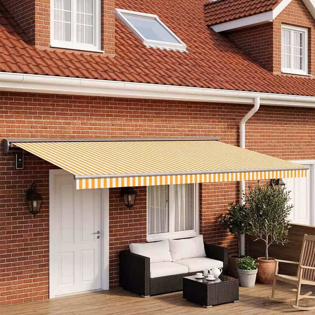 Telo di ricambio per tenda da sole vidaXL in poliestere, Giallo e Bianco, L: 500 cm x P: 300 cm