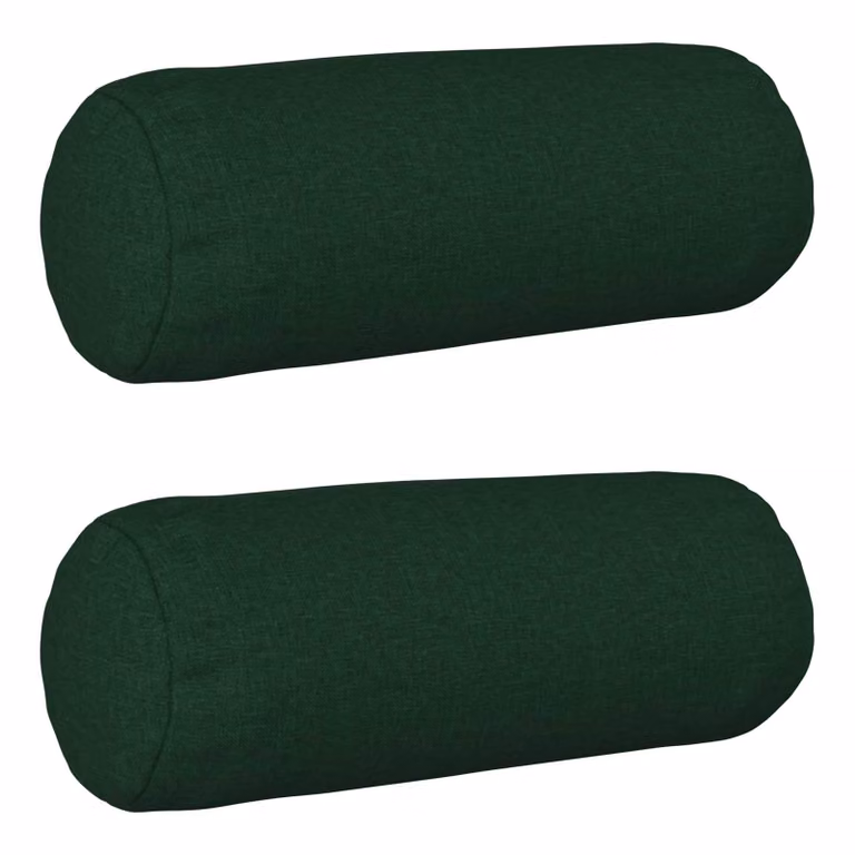 Set di 2 federe rotonde vidaXL HEERLEN in tessuto verde, lavabili e con rivestimento rimovibile, Ø 15 x 40 cm