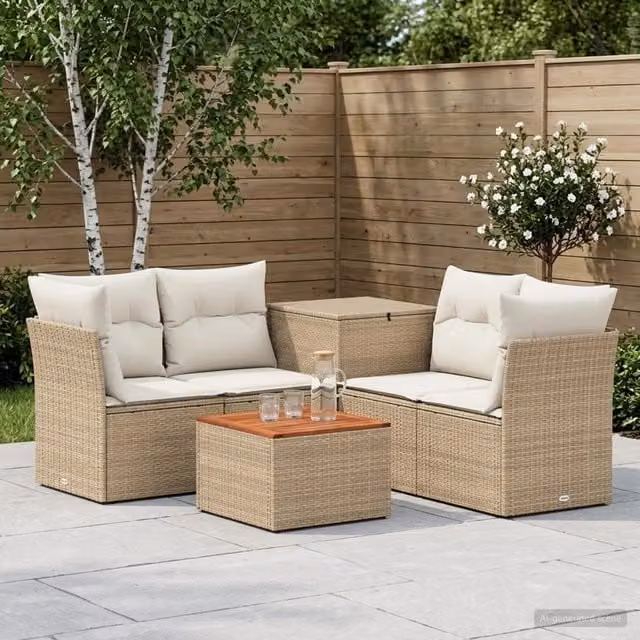 Set di divani 6 pz Beige e Bianco Crema 55 x 55 x 37 cm 3447362