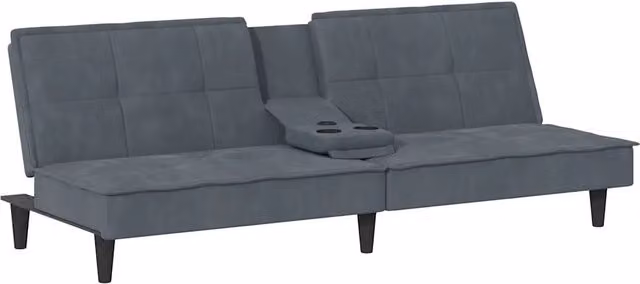 Divano letto | Sof¨¤ letto | Letto singolo con Portabicchieri in Velluto Grigio Scuro
