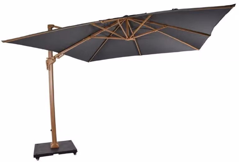 Casa Padrino ombrellone a sbalzo con supporto marrone/grigio 300 x 300 cm - Ombrellone da giardino in legno - Ombrellone da terrazzo - Ombrellone da balcone - Accessori per balconi e terrazze