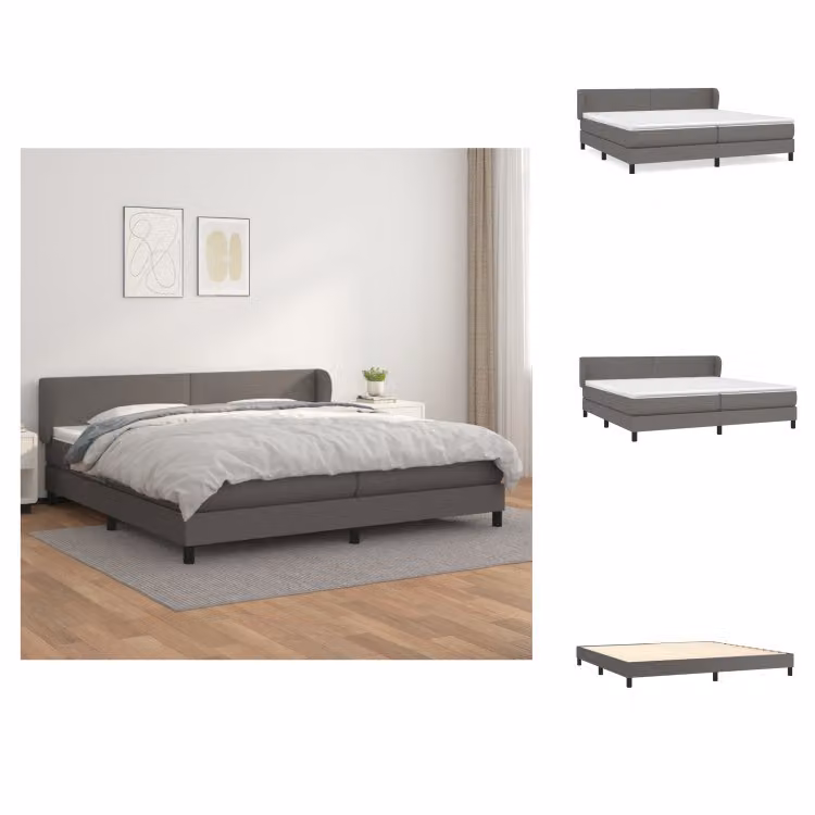 vidaXL Letto a molle con materasso grigio 200x200 cm in Pelle finta - Letti & strutture letto
