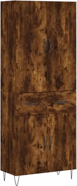 Credenza | Madia | Buffet da pranzo | Armadio da pranzo Rovere Fumo 69,5x34x180 cm in Legno Multistrato