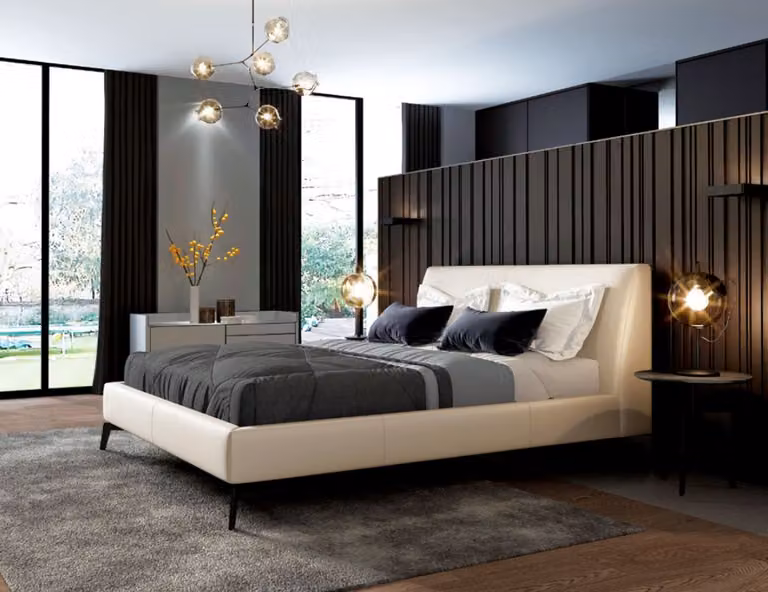 Doppelbett Betten Design Bett Leder Polster Schlafzimmer Ehe Italienische Möbel
