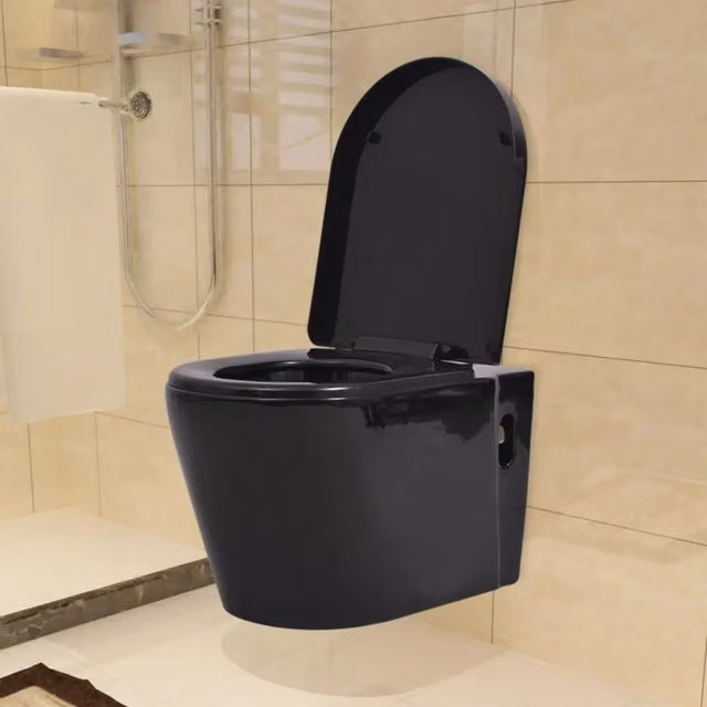 WC a Muro con Sciacquone Nascosto in Ceramica Nera CFW2393802