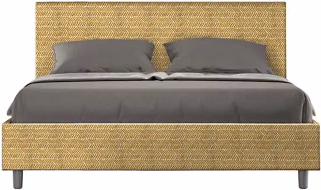 Letto matrimoniale con rete imbottito 160x200 tessuto Aragona 3 giallo Adele